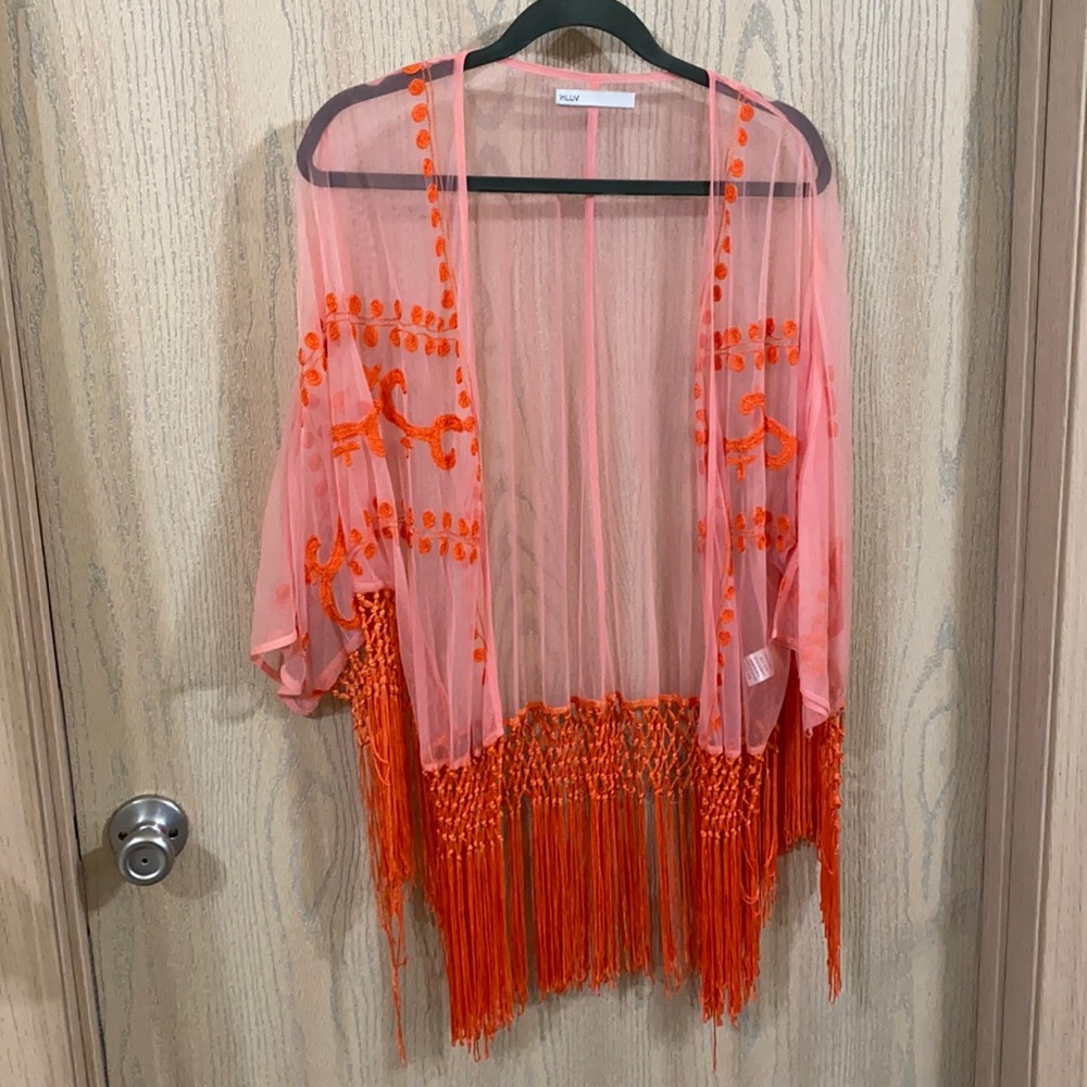 Coral Fringe Cover Up